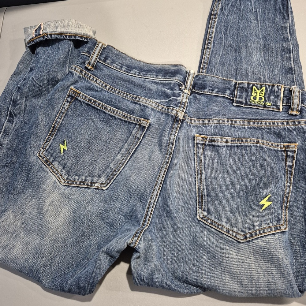 Mbbcar Jeans Mens 34x27 Selvedge Denim Tapered Distressed